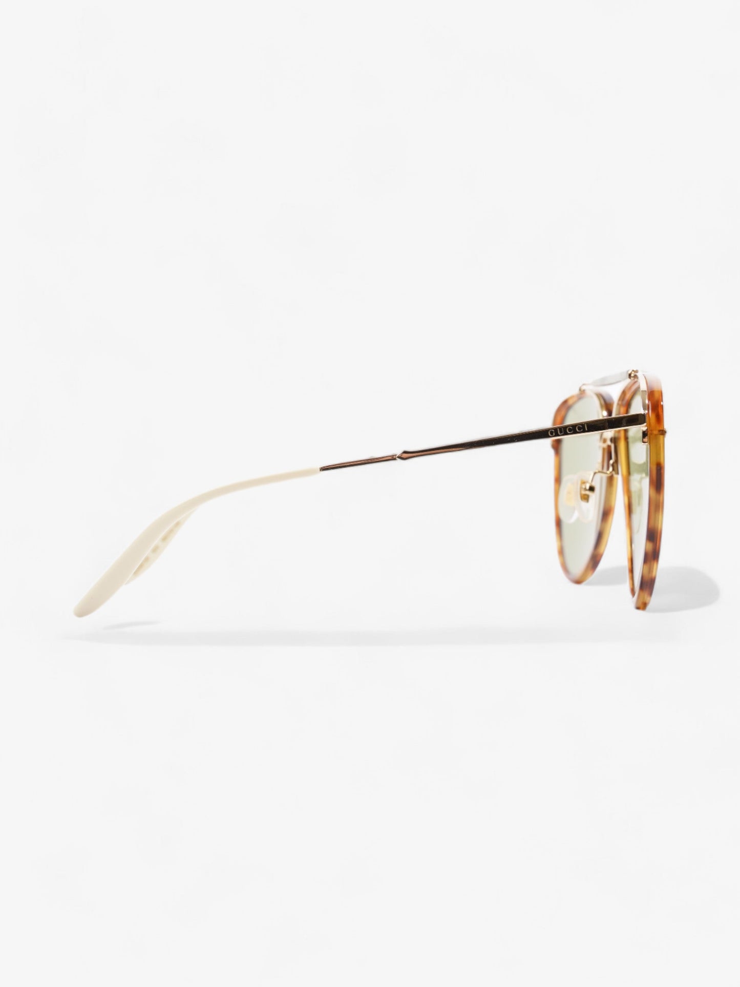 Gucci Aviator Tinted Sunglasses Tortoise  / Green Acetate 145mm