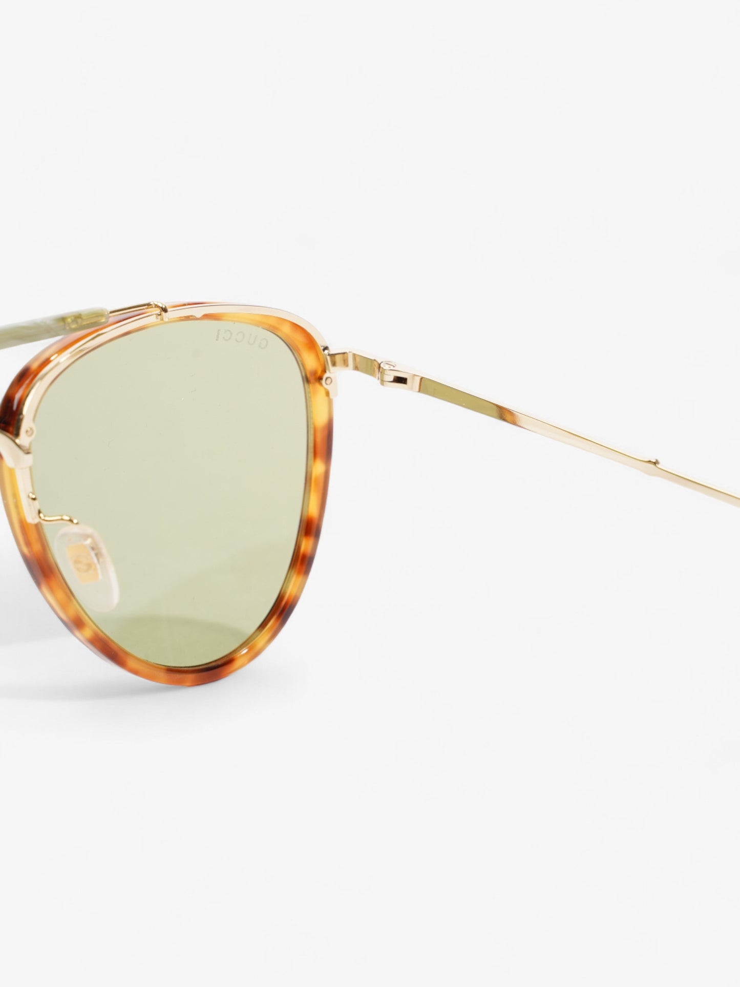 Gucci Aviator Tinted Sunglasses Tortoise  / Green Acetate 145mm