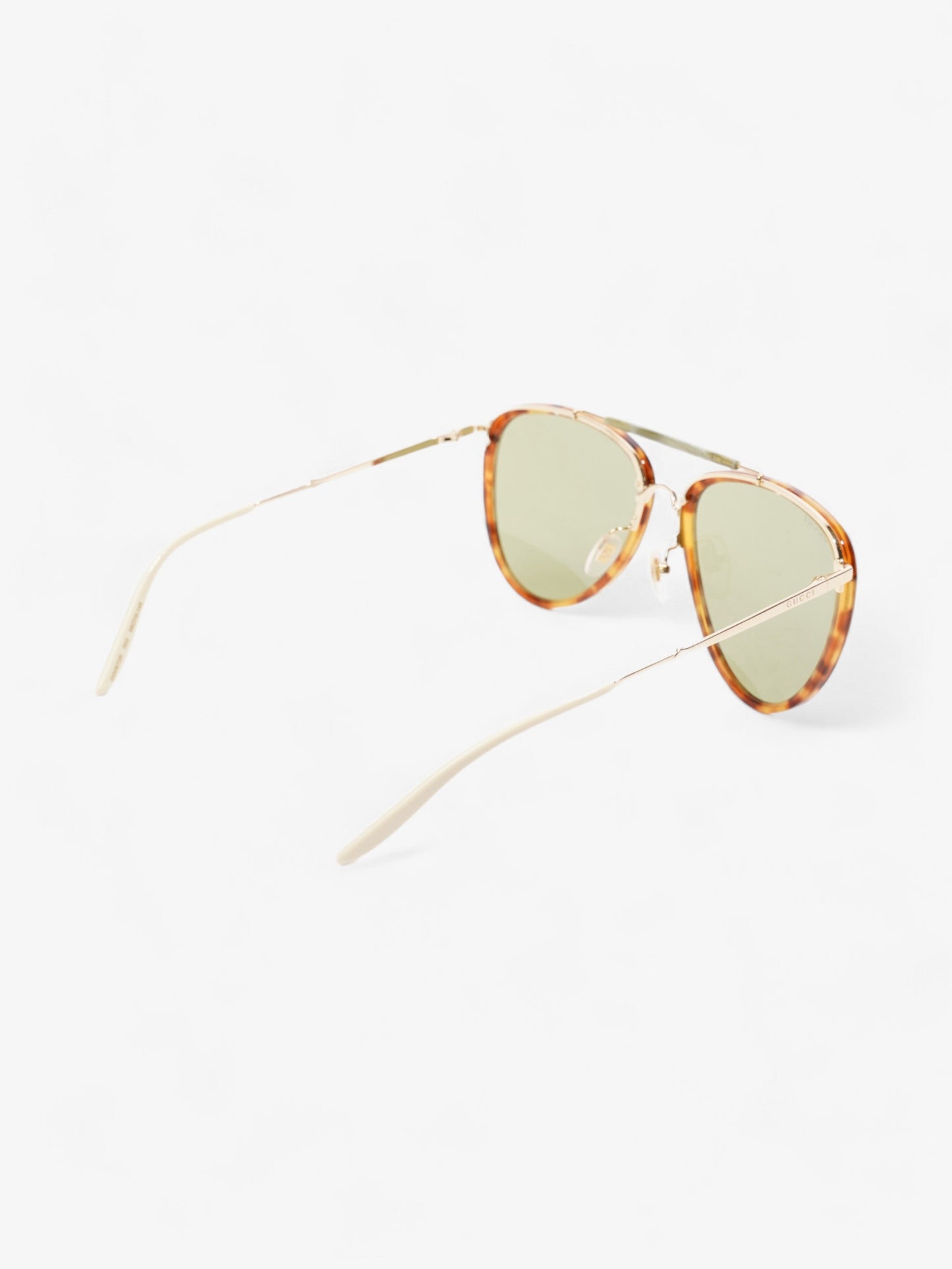 Gucci Aviator Tinted Sunglasses Tortoise  / Green Acetate 145mm