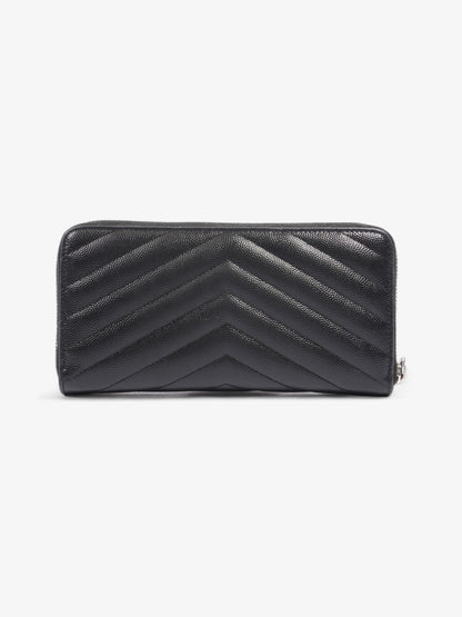 Saint Laurent Zip Around Wallet Black Grained Leather