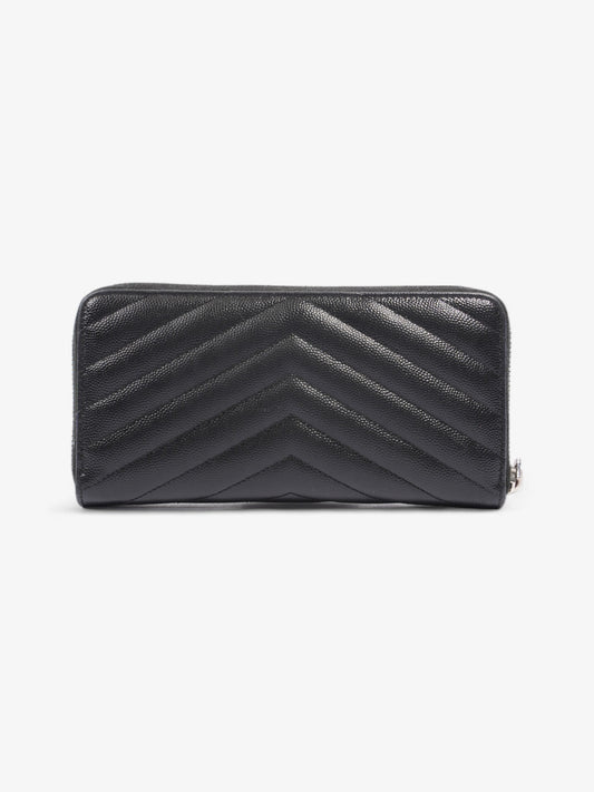 Saint Laurent Zip Around Wallet Black Grained Leather