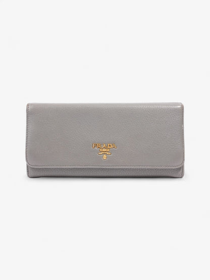 Prada Continental Wallet Grey / Gold Saffiano Leather