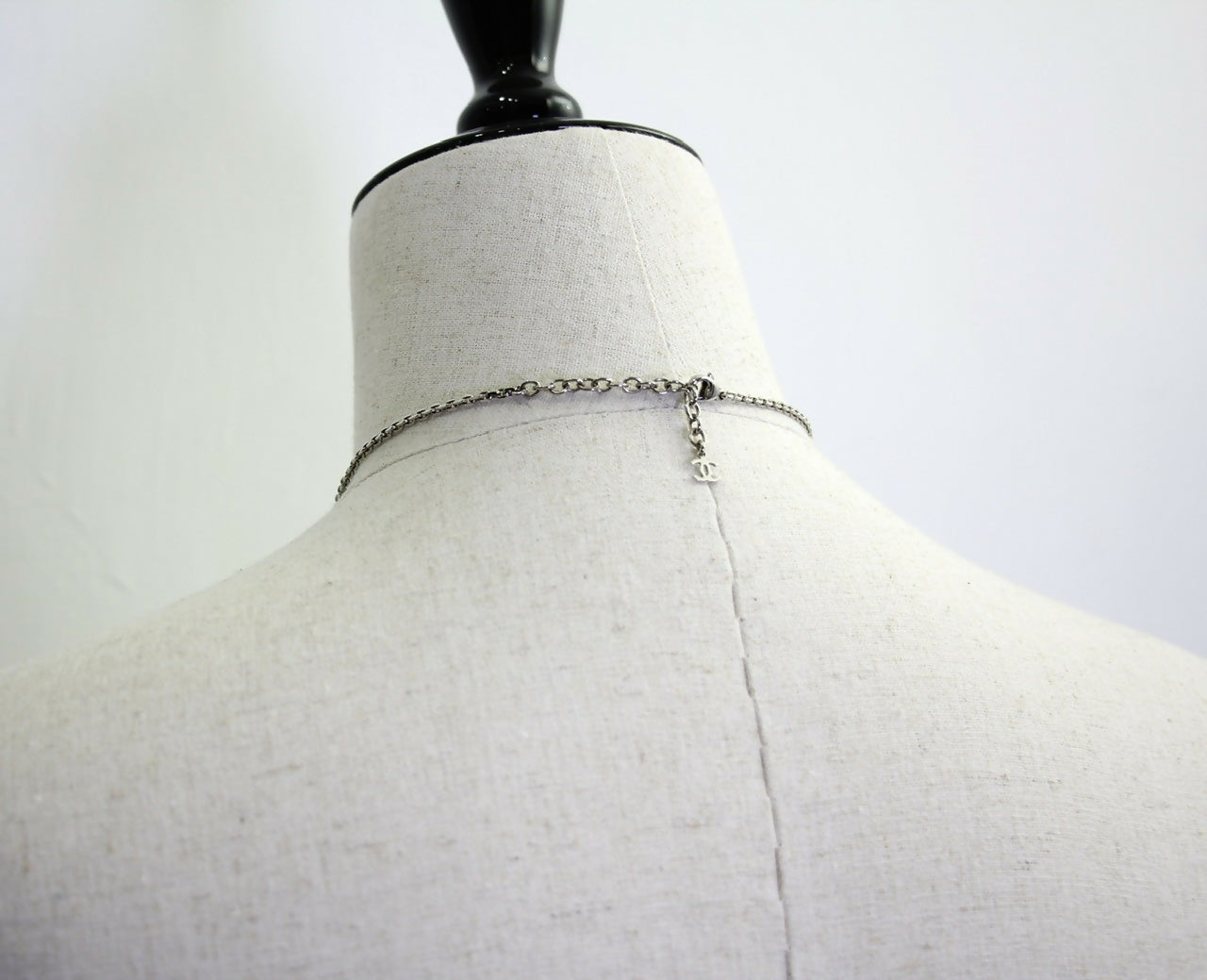 Chanel Vintage 10A Resin Transparent Square Black CC Pendant Necklace