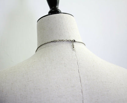 Chanel Vintage 10A Resin Transparent Square Black CC Pendant Necklace