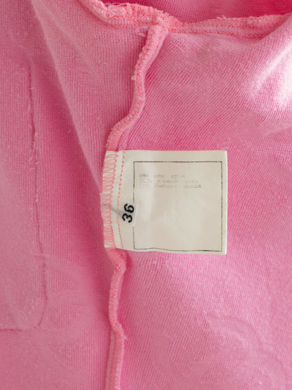 Iconic Chanel Vintage S/S 1996 Pink Velour CC Logo Button 96P Top