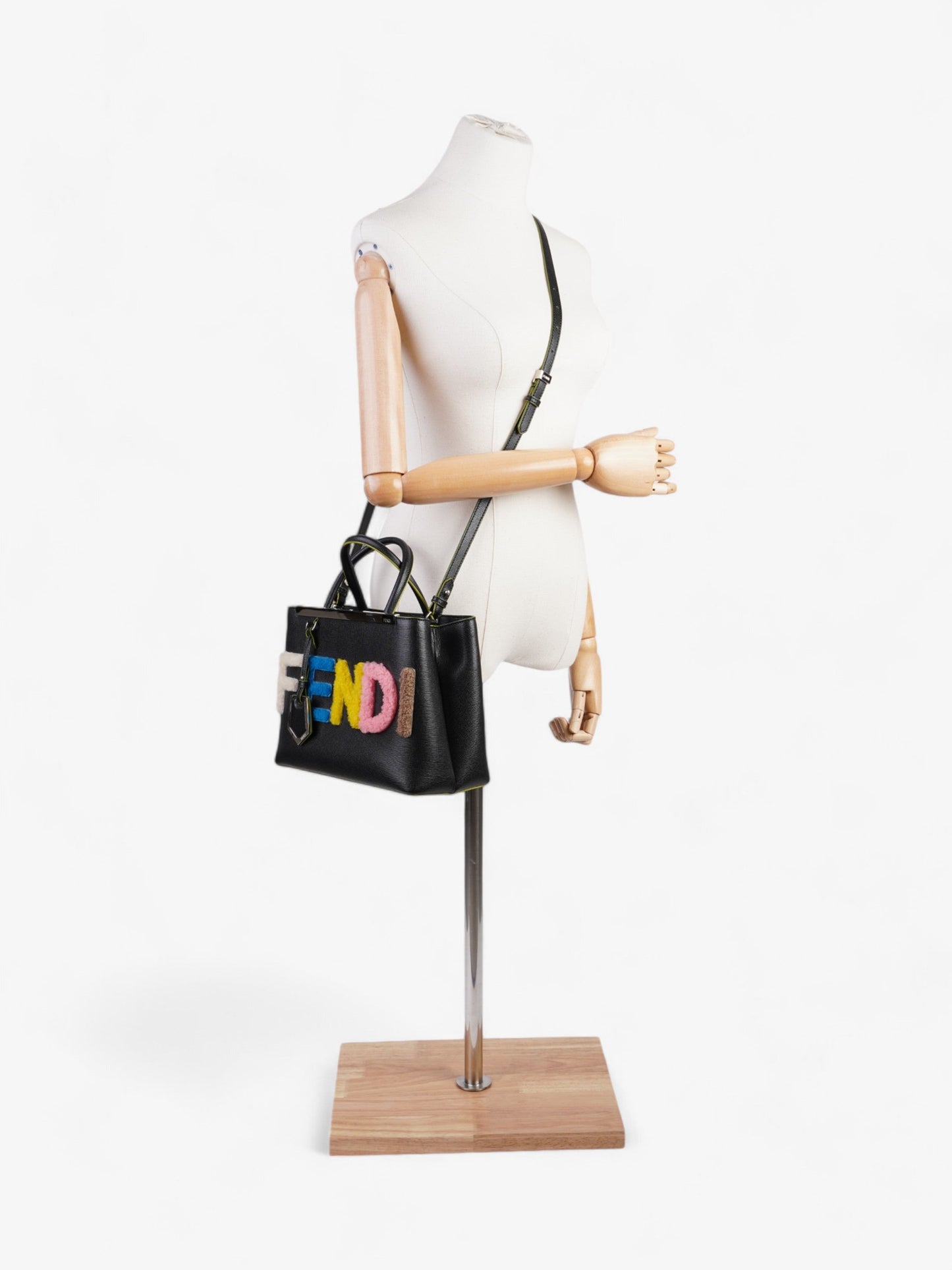 Fendi 2Jours Logo Bag Black / Multicoloured Leather Petite