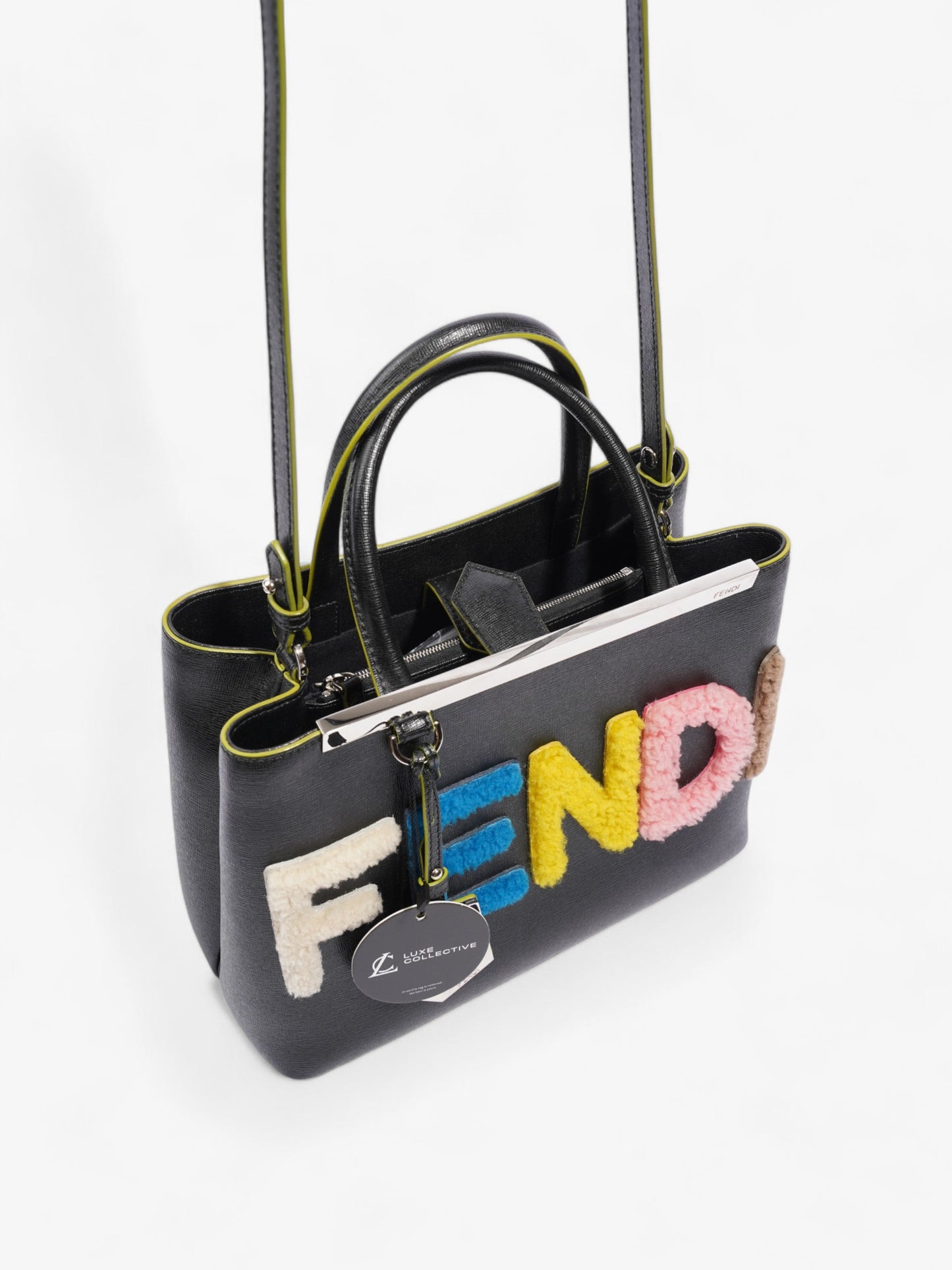 Fendi 2Jours Logo Bag Black / Multicoloured Leather Petite