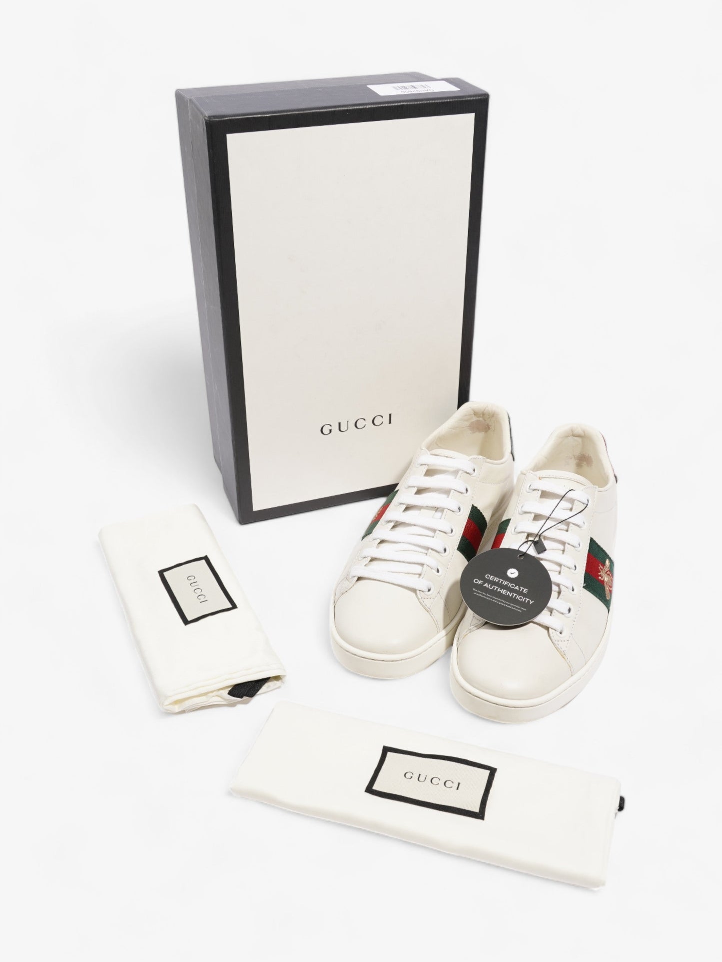 Gucci Ace Embroidered Bee Sneakers White / Green / Red Leather EU 38 UK 5