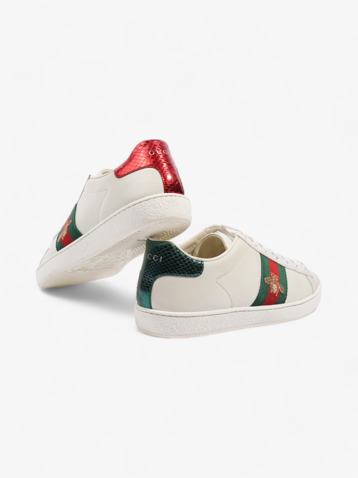 Gucci Ace Embroidered Bee Sneakers White / Green / Red Leather EU 38 UK 5