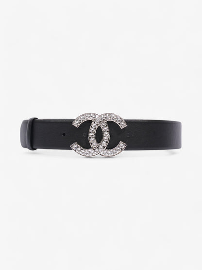Chanel CC Crystal Belt Black / White Leather 70cm / 28"