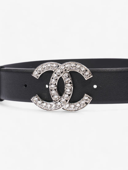 Chanel CC Crystal Belt Black / White Leather 70cm / 28"