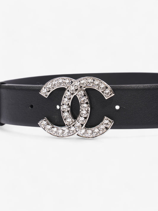 Chanel CC Crystal Belt Black / White Leather 70cm / 28"