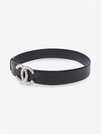 Chanel CC Crystal Belt Black / White Leather 70cm / 28"