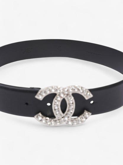 Chanel CC Crystal Belt Black / White Leather 70cm / 28"