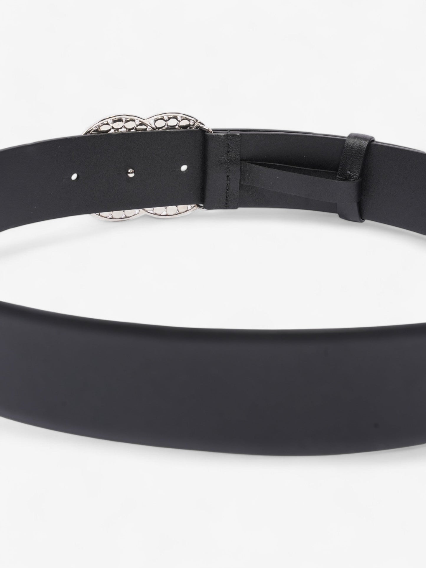 Chanel CC Crystal Belt Black / White Leather 70cm / 28"