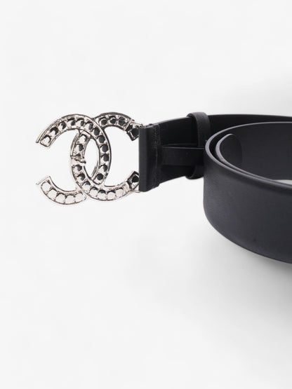 Chanel CC Crystal Belt Black / White Leather 70cm / 28"