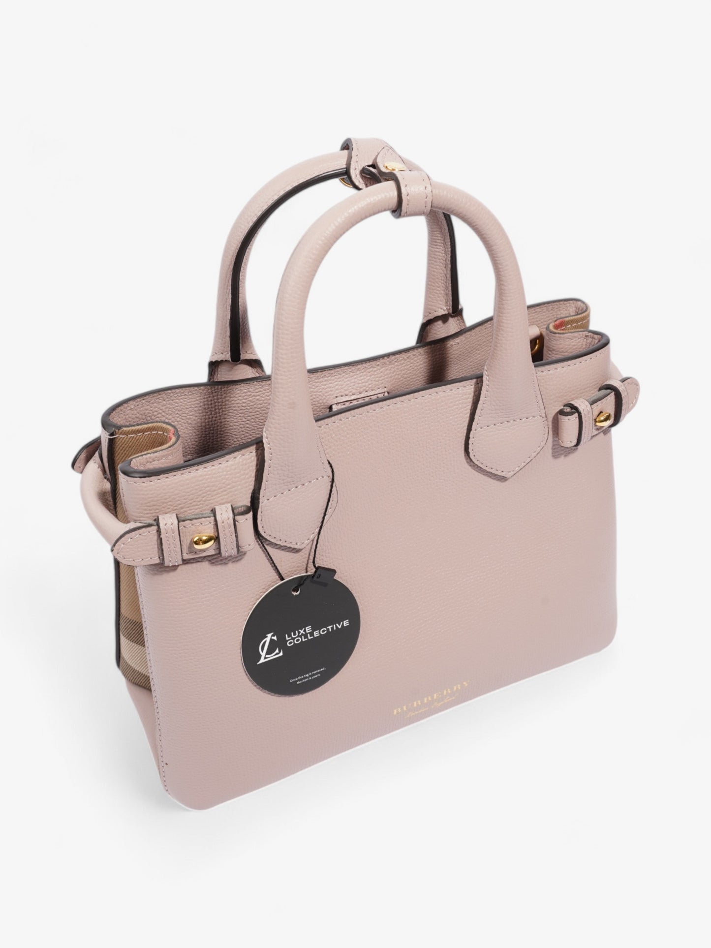 Burberry Banner Bag Pale Orchid / House Check Grained Leather Small