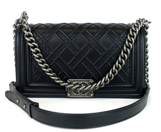 Chanel Boy Lattice Weave New Medium Leather Bag