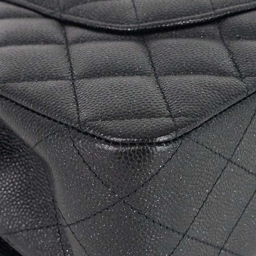 Chanel Double Flap Quilted Caviar Leather Bag