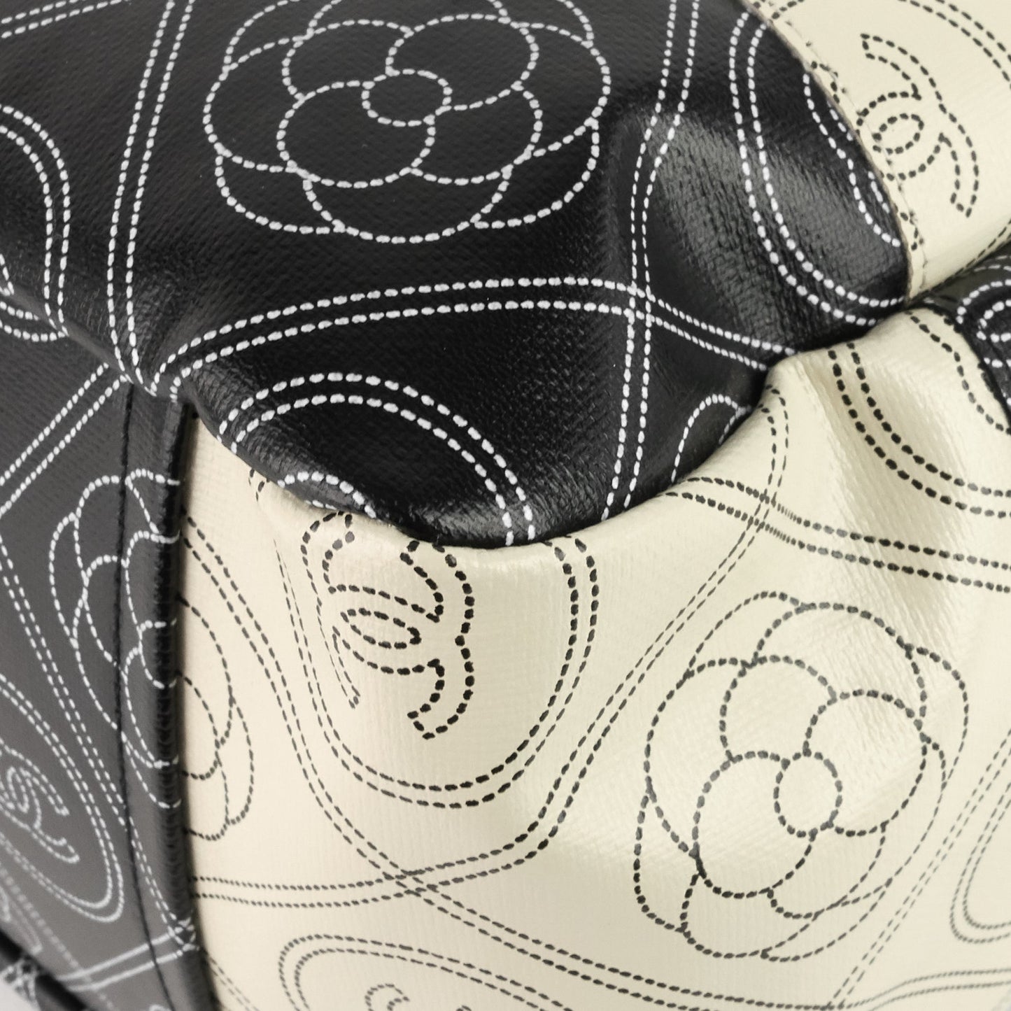 Chanel Coated Canvas Camellia Large Shopping Tote Bag