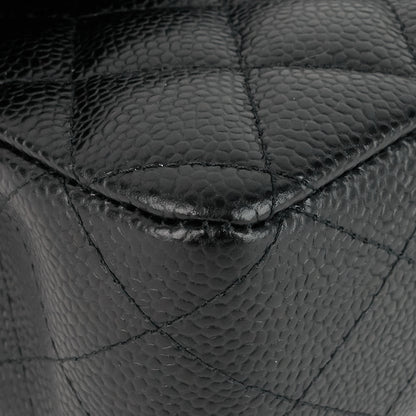 Chanel Double Flap Quilted Caviar Leather Bag