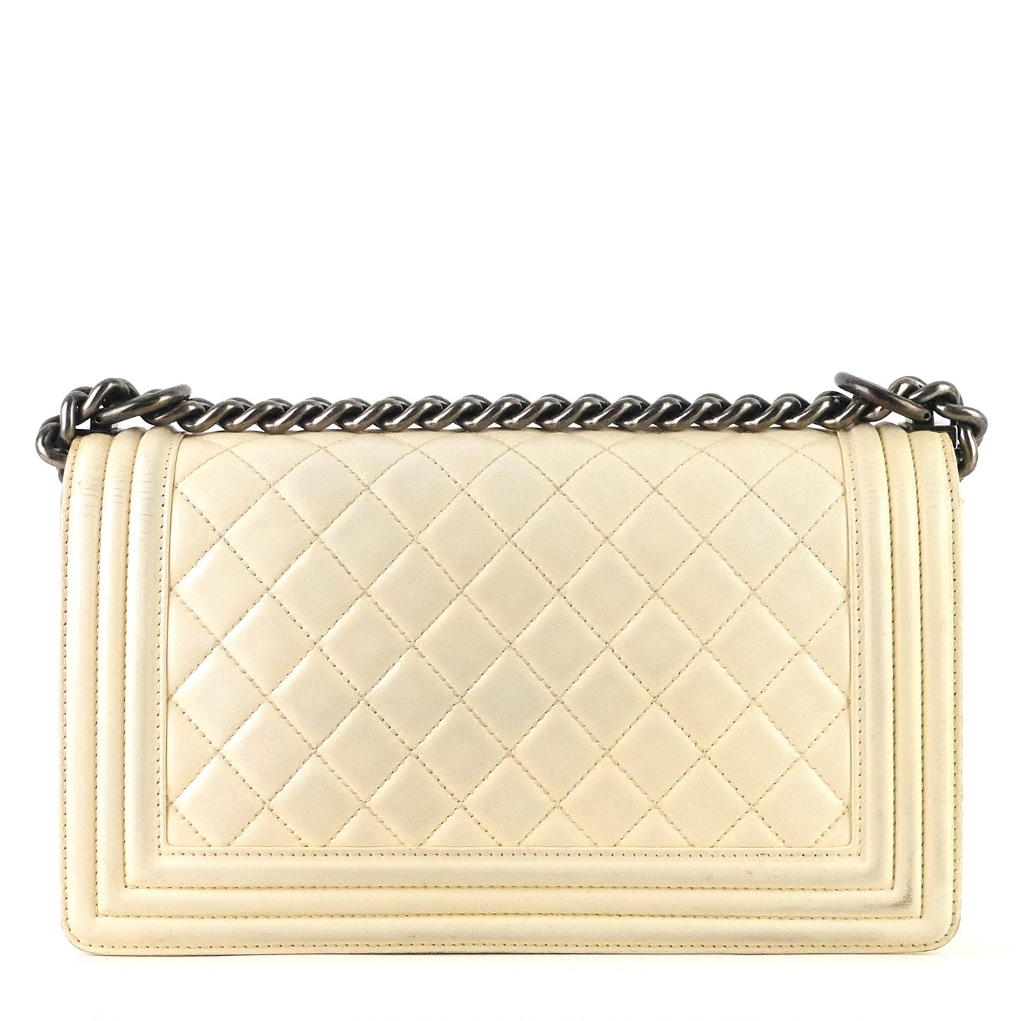 Chanel Boy Old Medium Lambskin Leather Bag