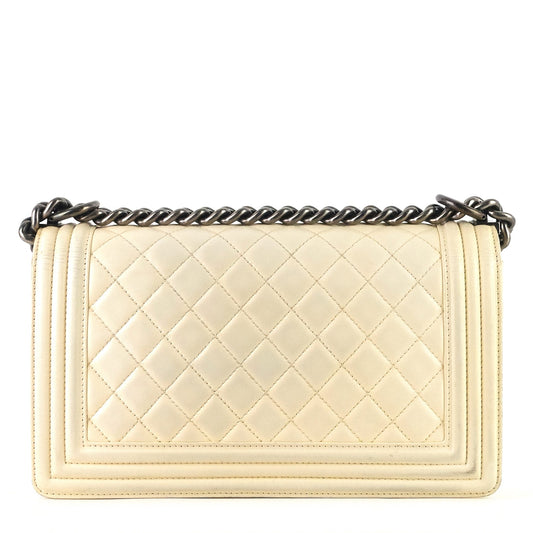 Chanel Boy Old Medium Lambskin Leather Bag