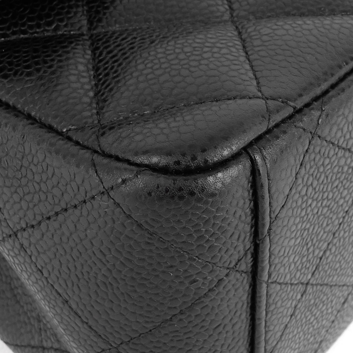 Chanel Double Flap Quilted Caviar Leather Bag