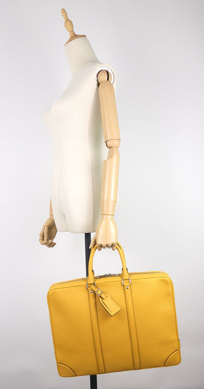 Louis Vuitto Porte-Documents Voyage PM Yellow Taurillon Leather Briefcase Bag