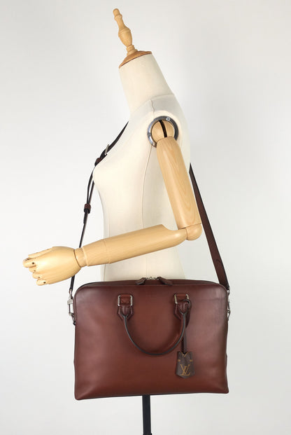 Louis Vuitto Armand Ombre Calfskin Leather Briefcase Bag