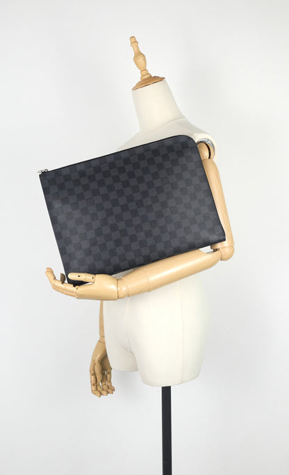 Louis Vuitto Pochette Jour GM Zip Around Damier Graphite Canvas Bag