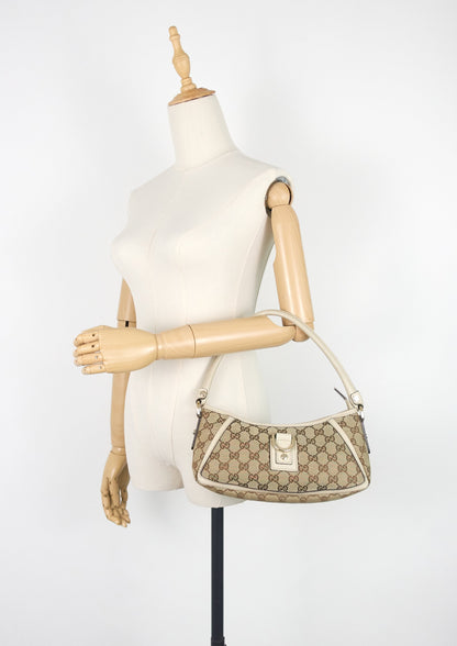 Gucci Abbey D-Ring Monogram Canvas Pochette Bag