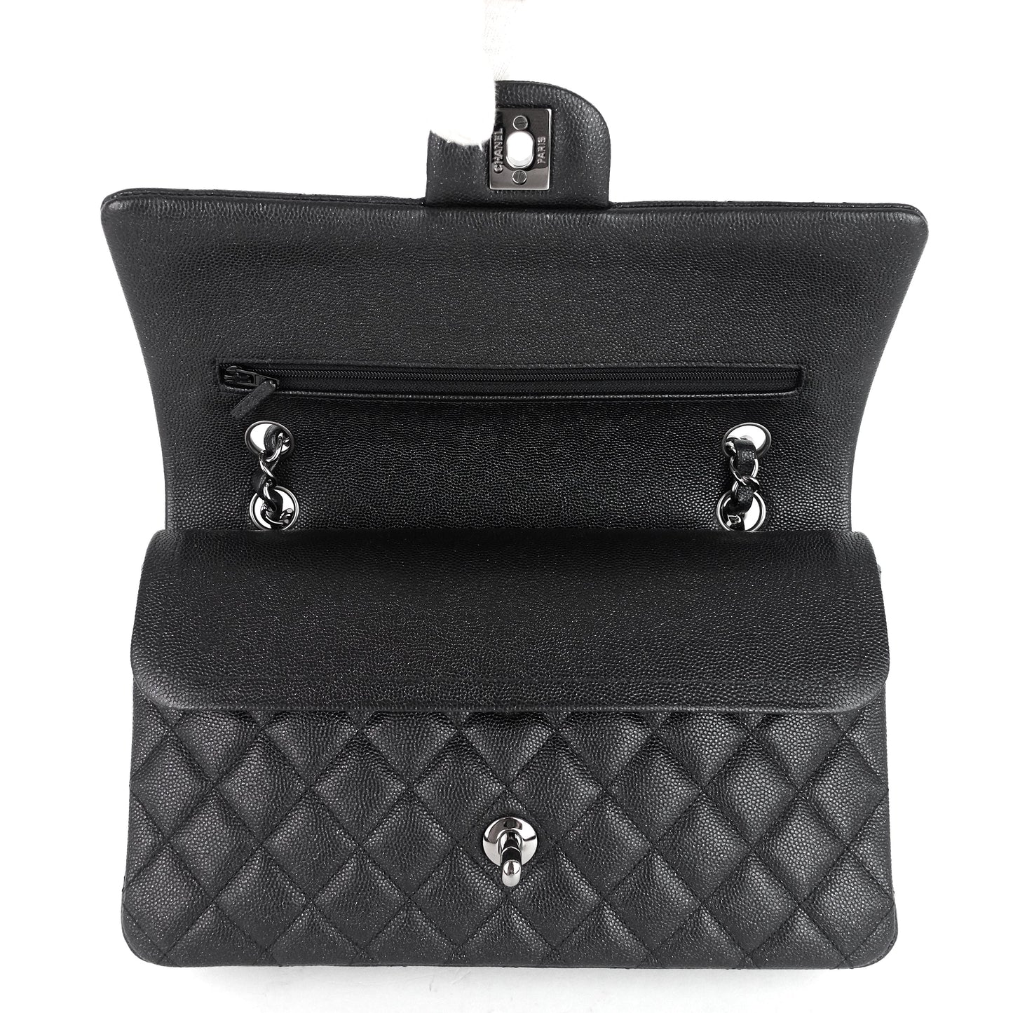 Chanel Double Flap Quilted Caviar Leather Bag
