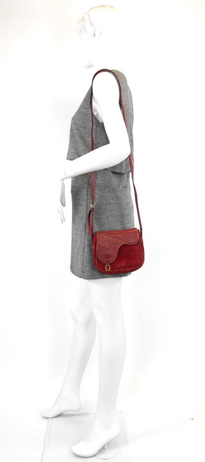 Gucci Saddle Flap Suede Shoulder/Belt Bag