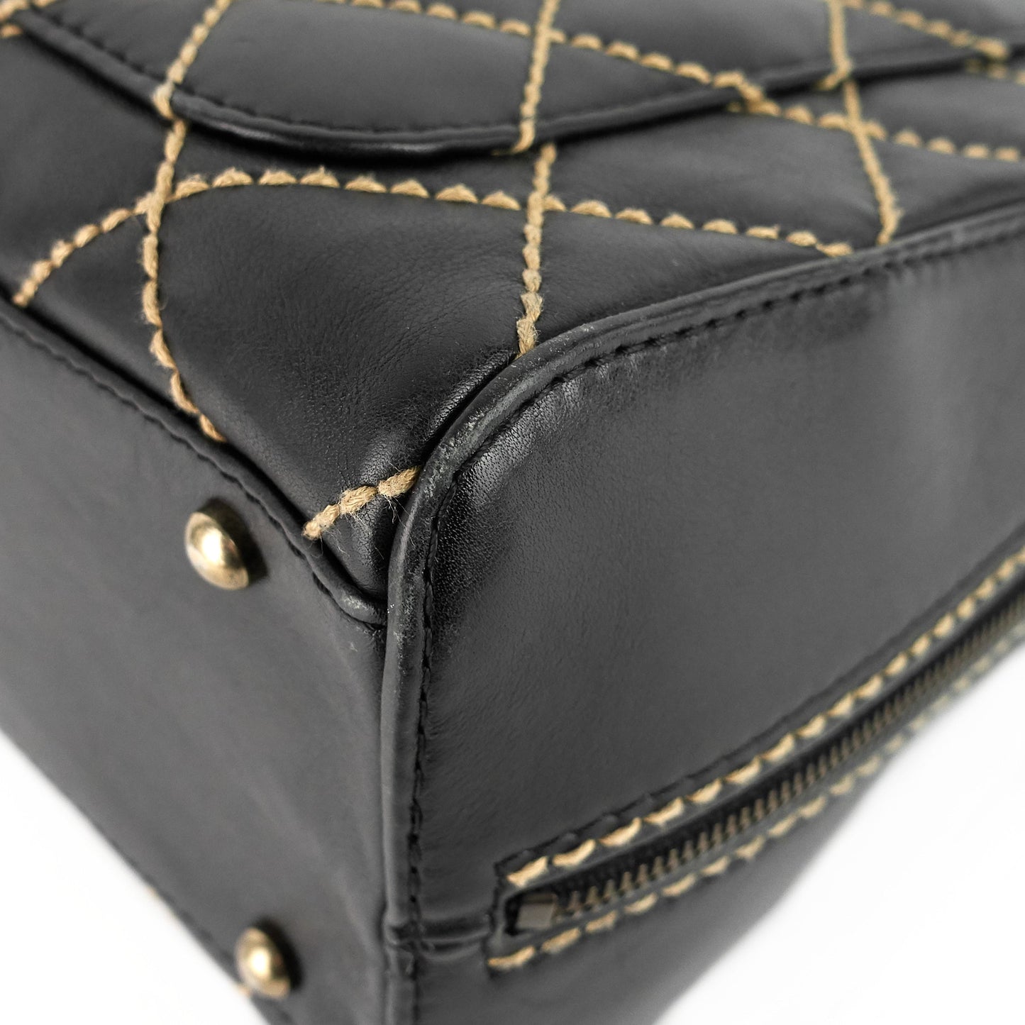 Chanel Surpique Top Handles Calfskin Leather Bowler Bag