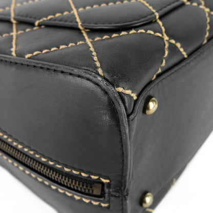 Chanel Surpique Top Handles Calfskin Leather Bowler Bag
