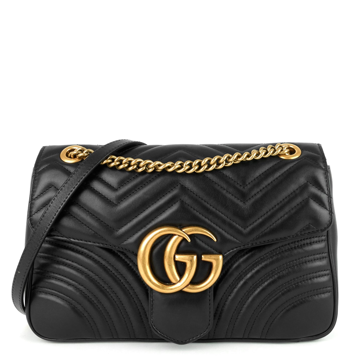 Gucci GG Marmont Medium Chevron Leather Bag