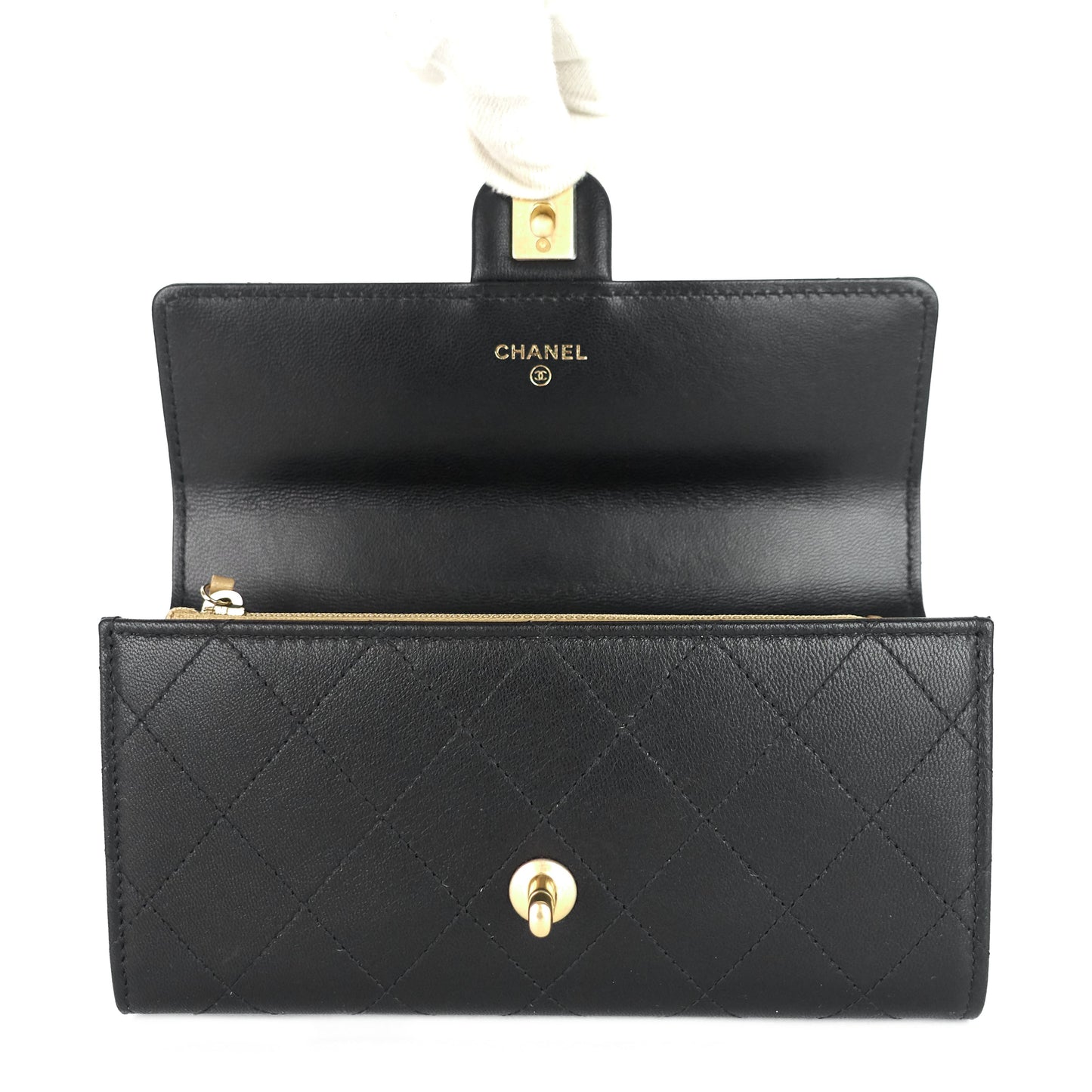 Chanel Chic Pearls Flap Goatskin Leather Clutch with Chain Bag