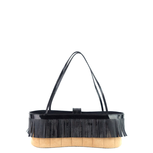 Chanel Suede and Patent Leather Mini Fringe Handbag
