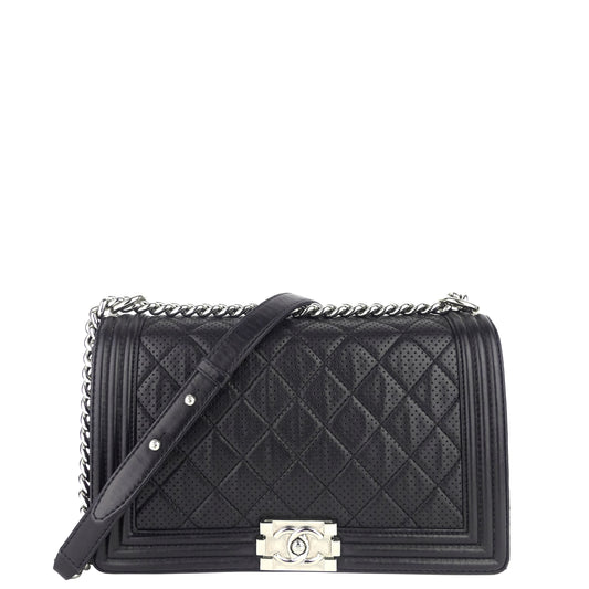 Chanel Perforated Lambskin Leather New Medium Boy Bag