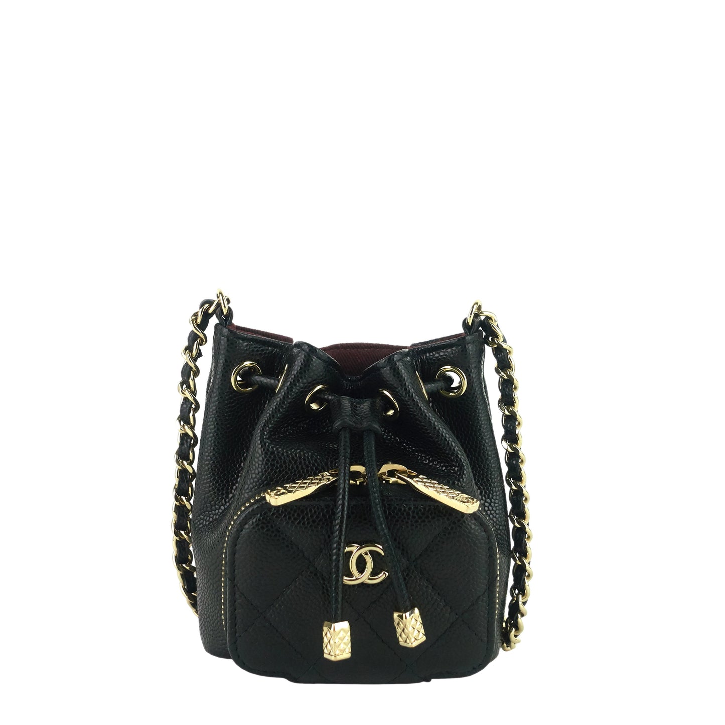 Chanel Mini CC Bucket Pocket Caviar Leather Bag