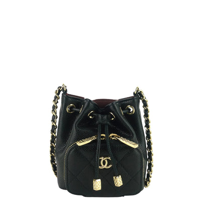 Chanel Mini CC Bucket Pocket Caviar Leather Bag