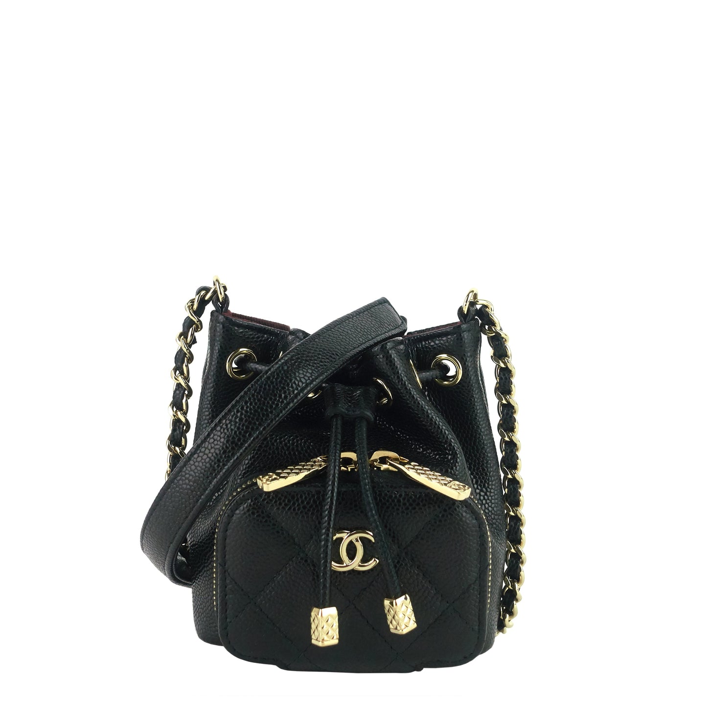 Chanel Mini CC Bucket Pocket Caviar Leather Bag