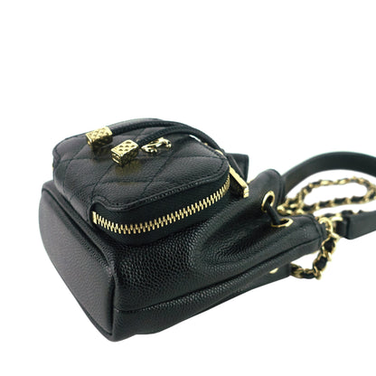 Chanel Mini CC Bucket Pocket Caviar Leather Bag