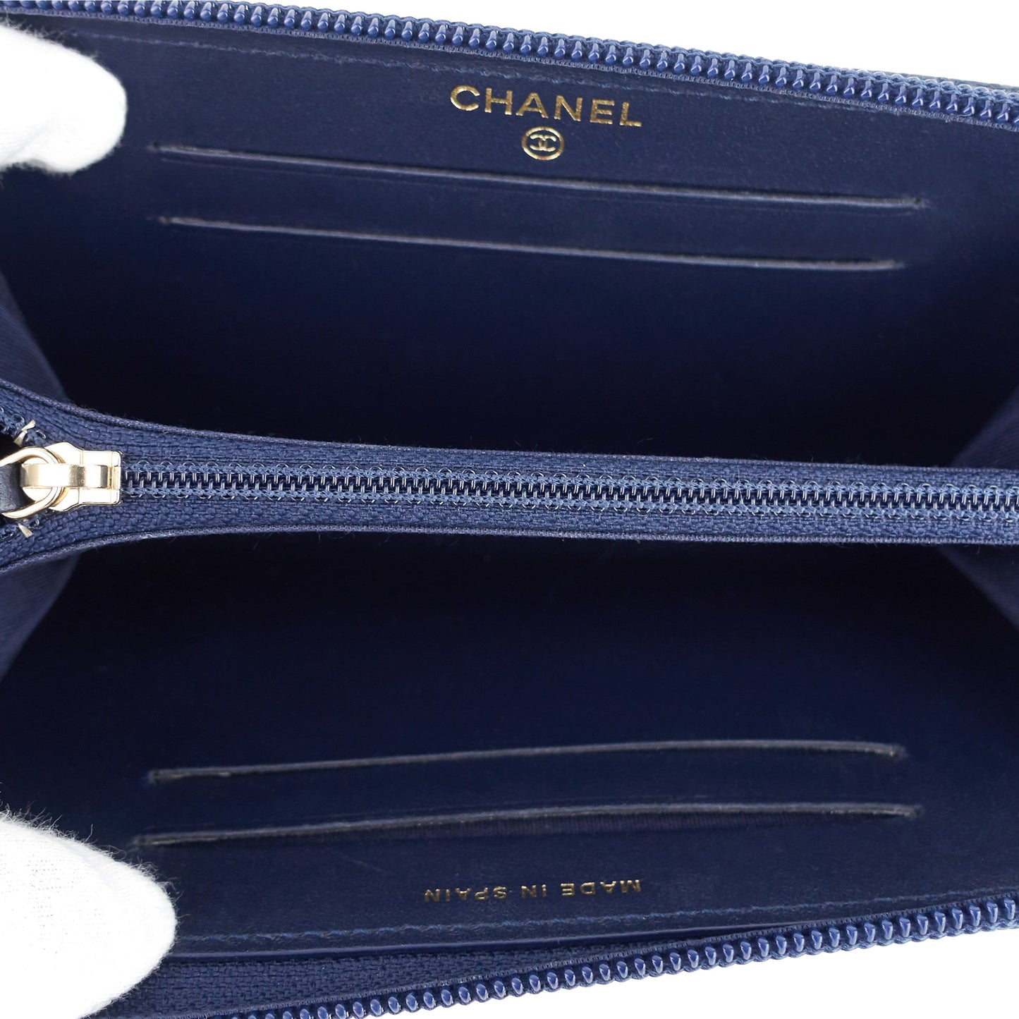 Chanel CC Timeless Zip Around Caviar Leather Wallet