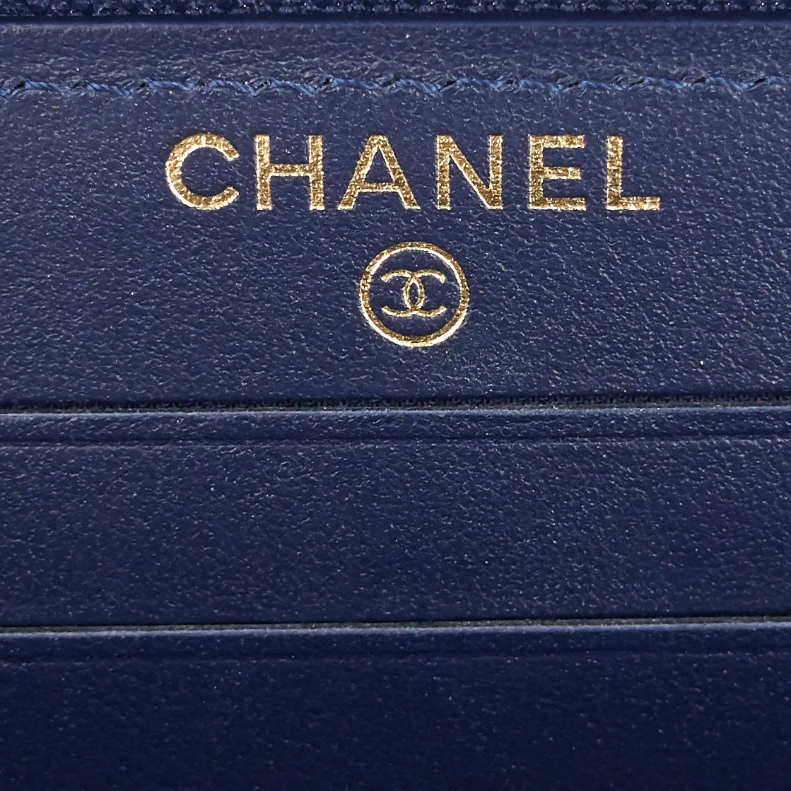 Chanel CC Timeless Zip Around Caviar Leather Wallet