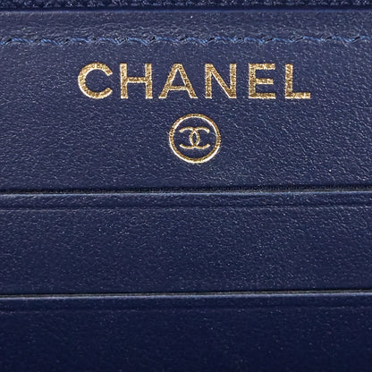 Chanel CC Timeless Zip Around Caviar Leather Wallet