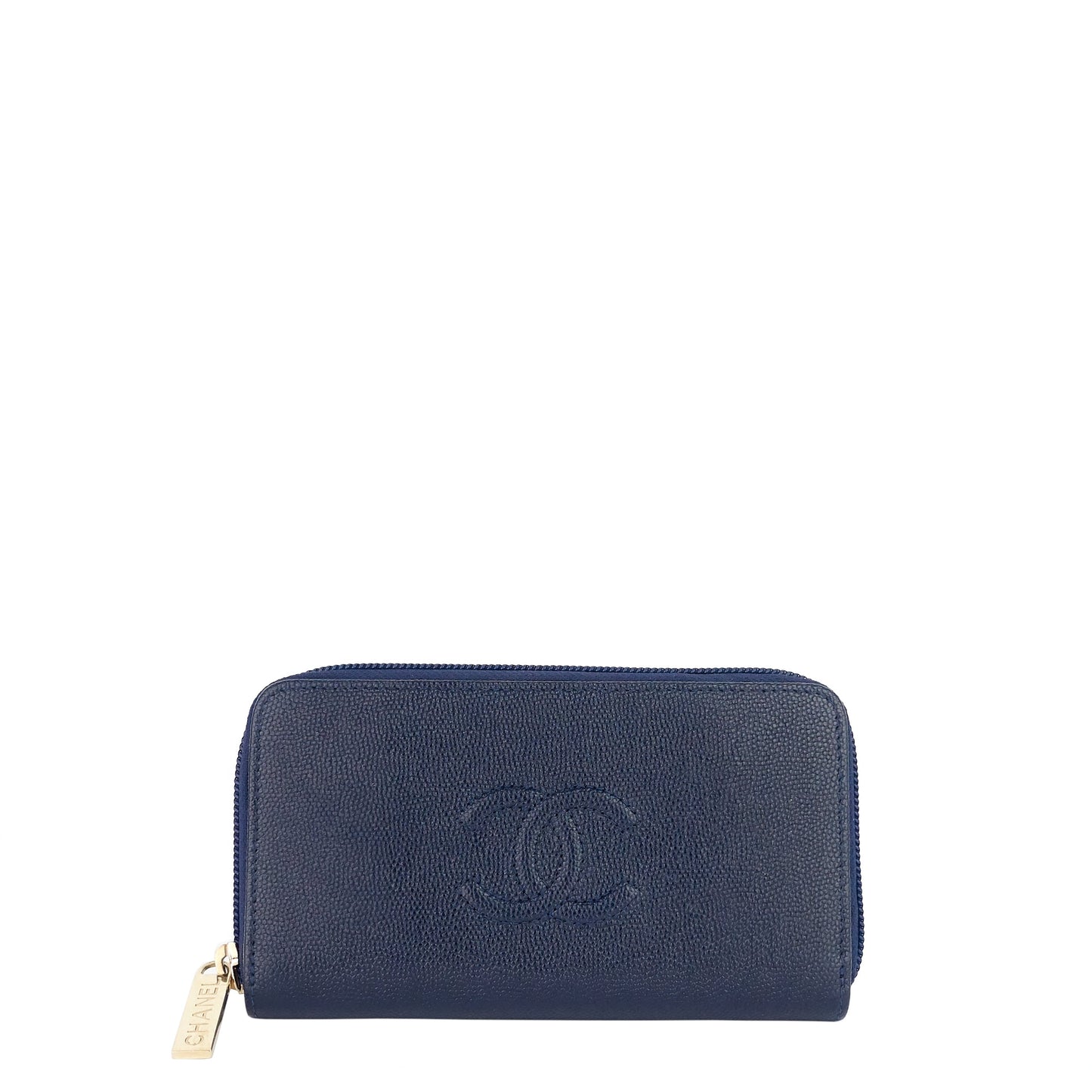 Chanel CC Timeless Zip Around Caviar Leather Wallet