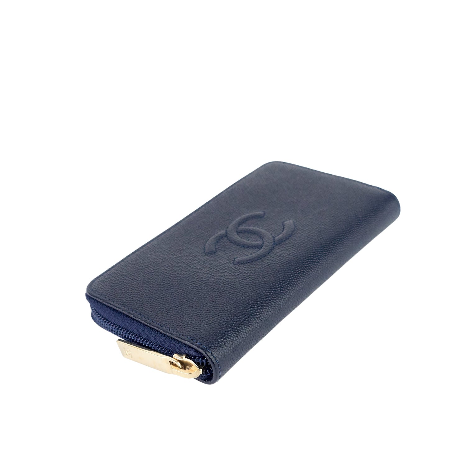 Chanel CC Timeless Zip Around Caviar Leather Wallet