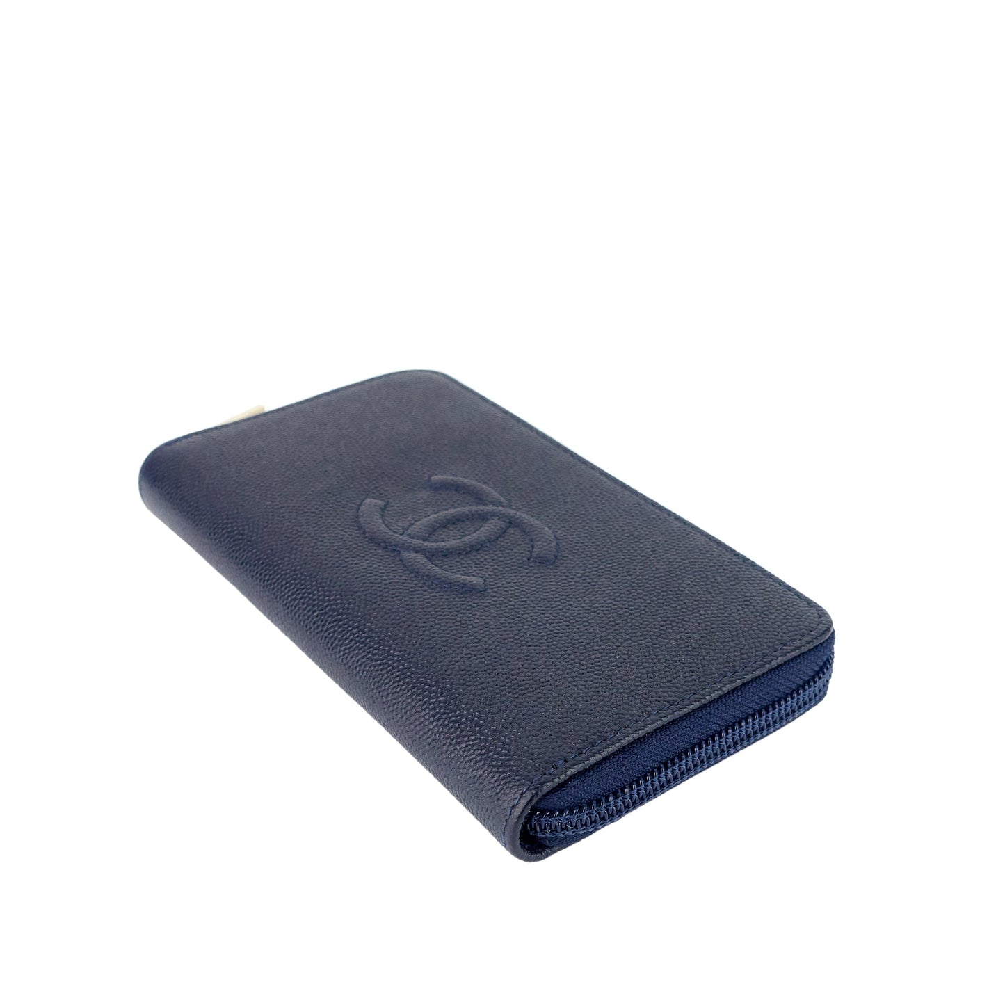Chanel CC Timeless Zip Around Caviar Leather Wallet